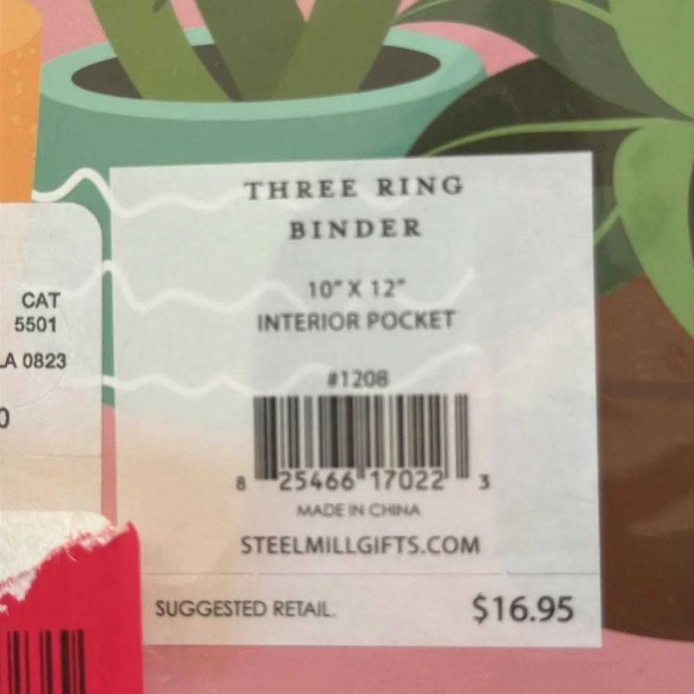 Pink Binder with Plant Design